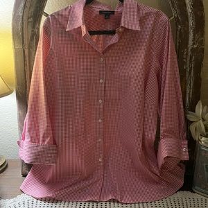 Lands End Pink and White  Checked Blouse Size 20 W